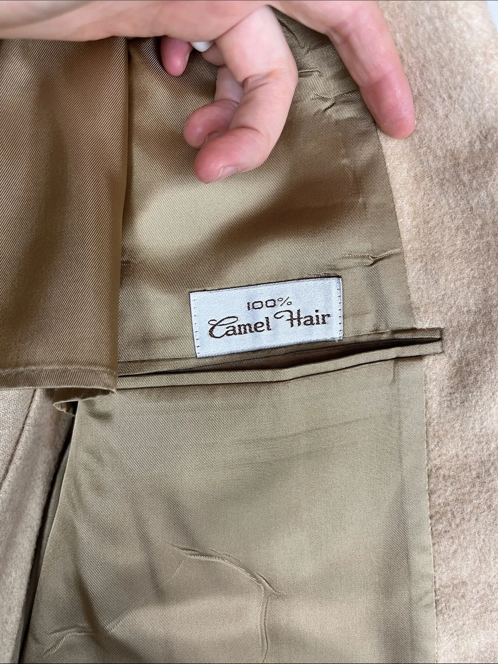 Vintage 1980s 100% Camel Hair John Weitz by Palm Beach Made in USA Tan Suit Coat